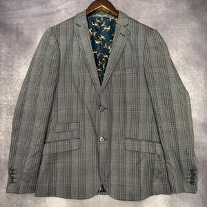 Paisley & Gray Blazer Mens 40R Brown Glen Plaid Skinny Fit Twin Vent Duck Lining